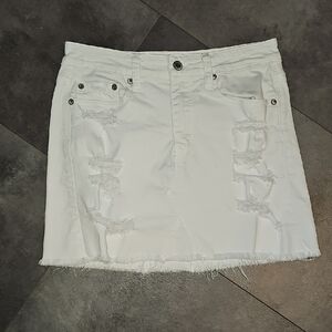 American Eagle Outfitters White Frayed Mini Skirt